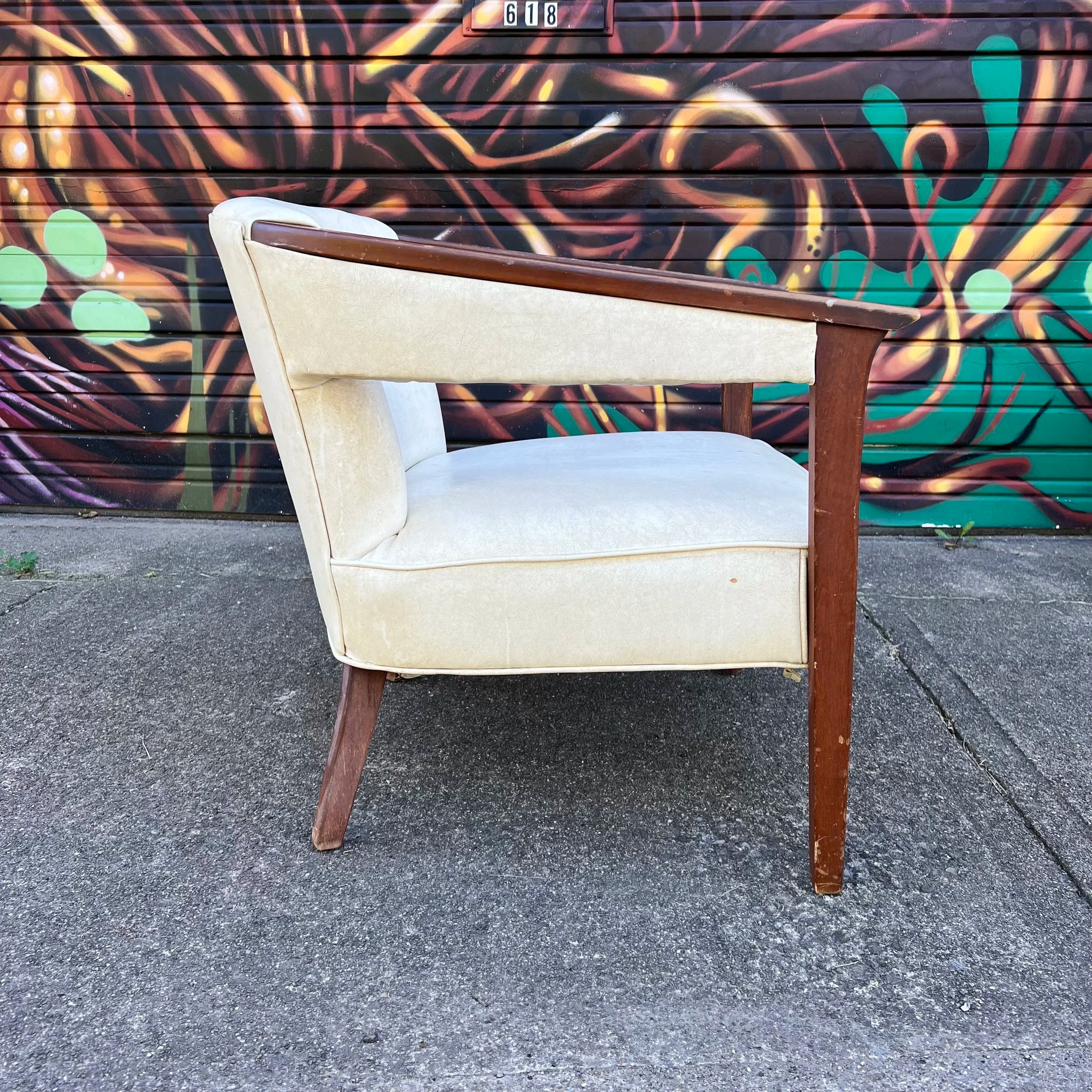 Marden Barrel-Shaped Walnut Occasional Accent Side Chair
