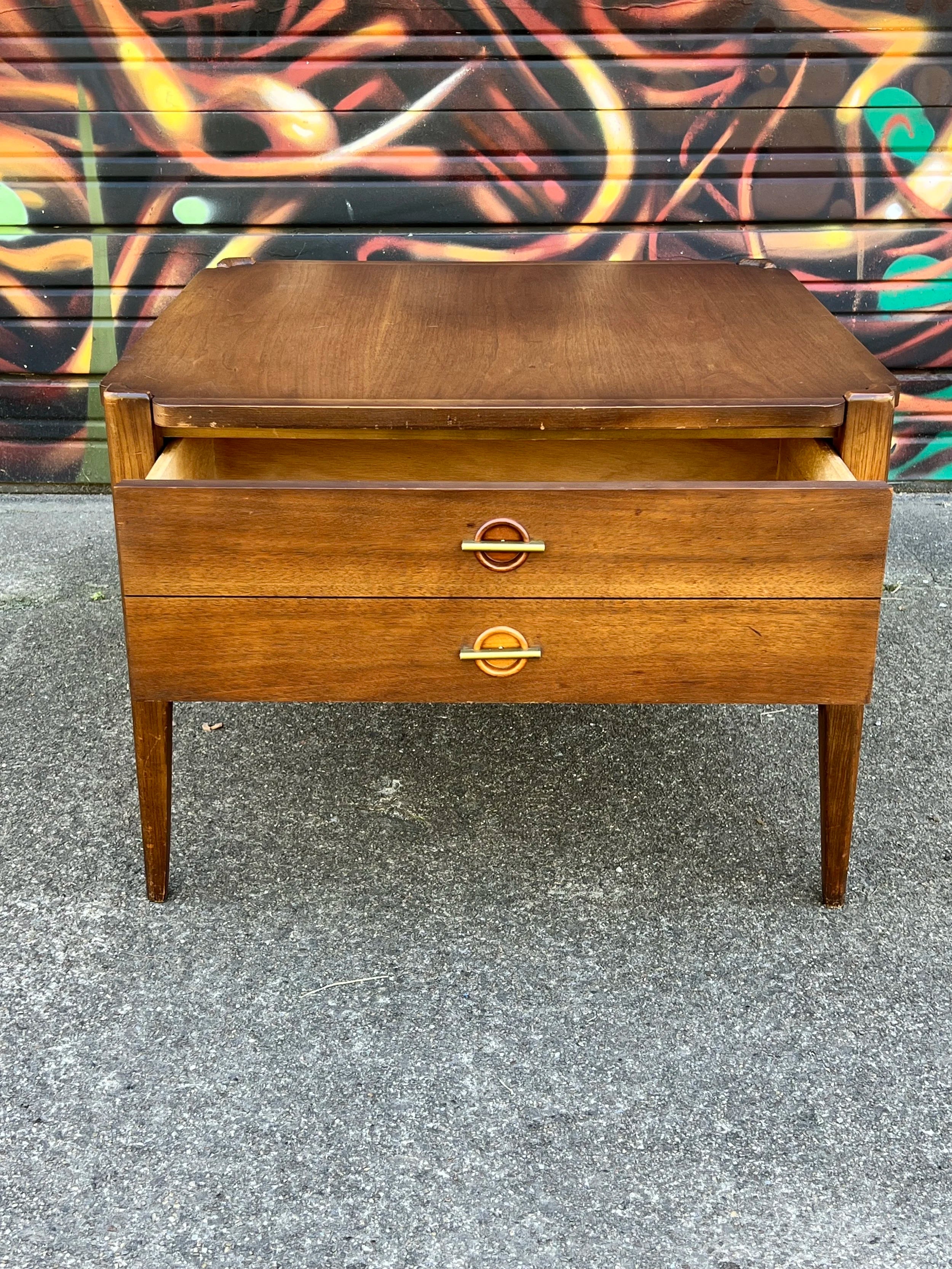 Mid Century Modern Basset Furniture Walnut Side Table