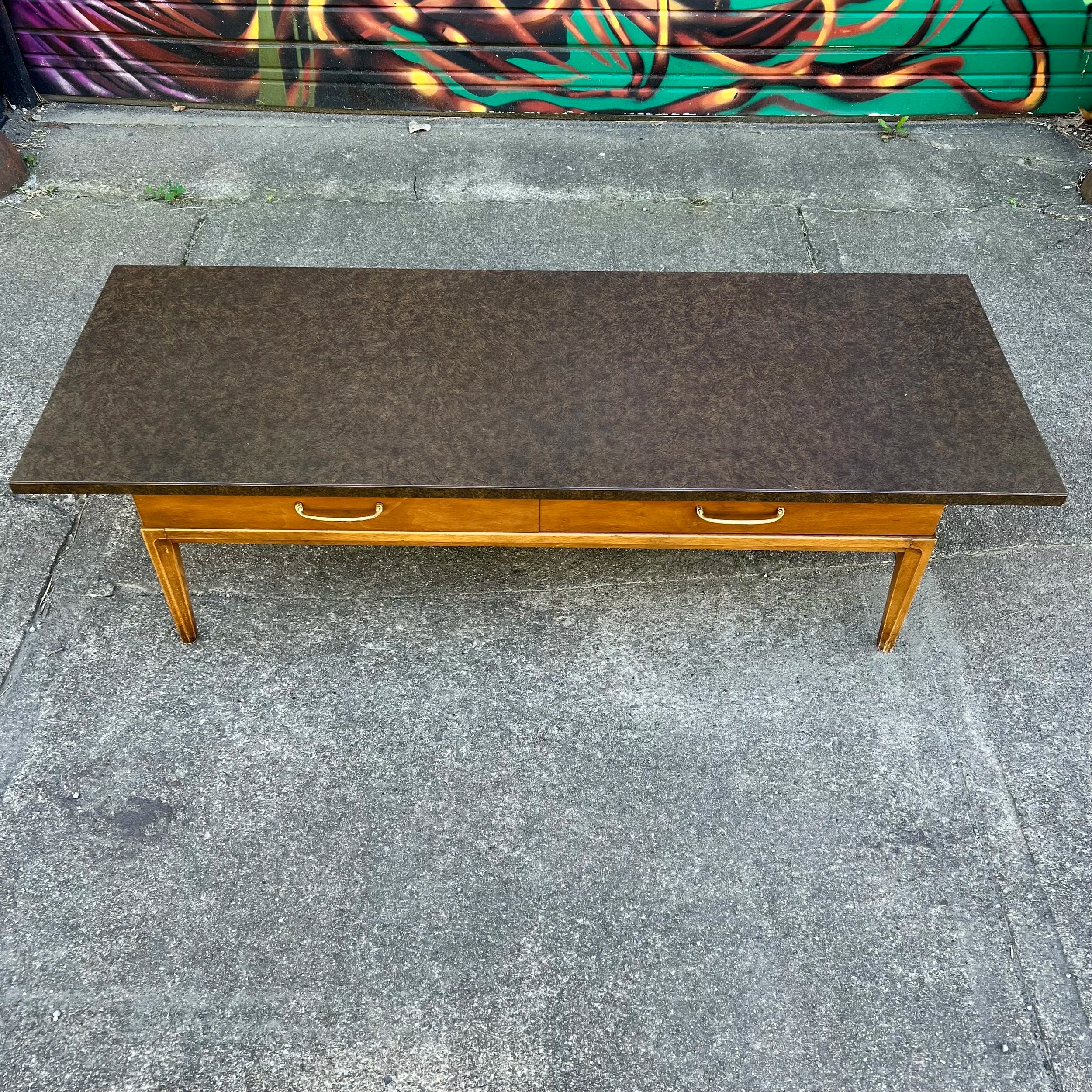 Mid Century Modern Walnut and Laminate Top Coffee Table