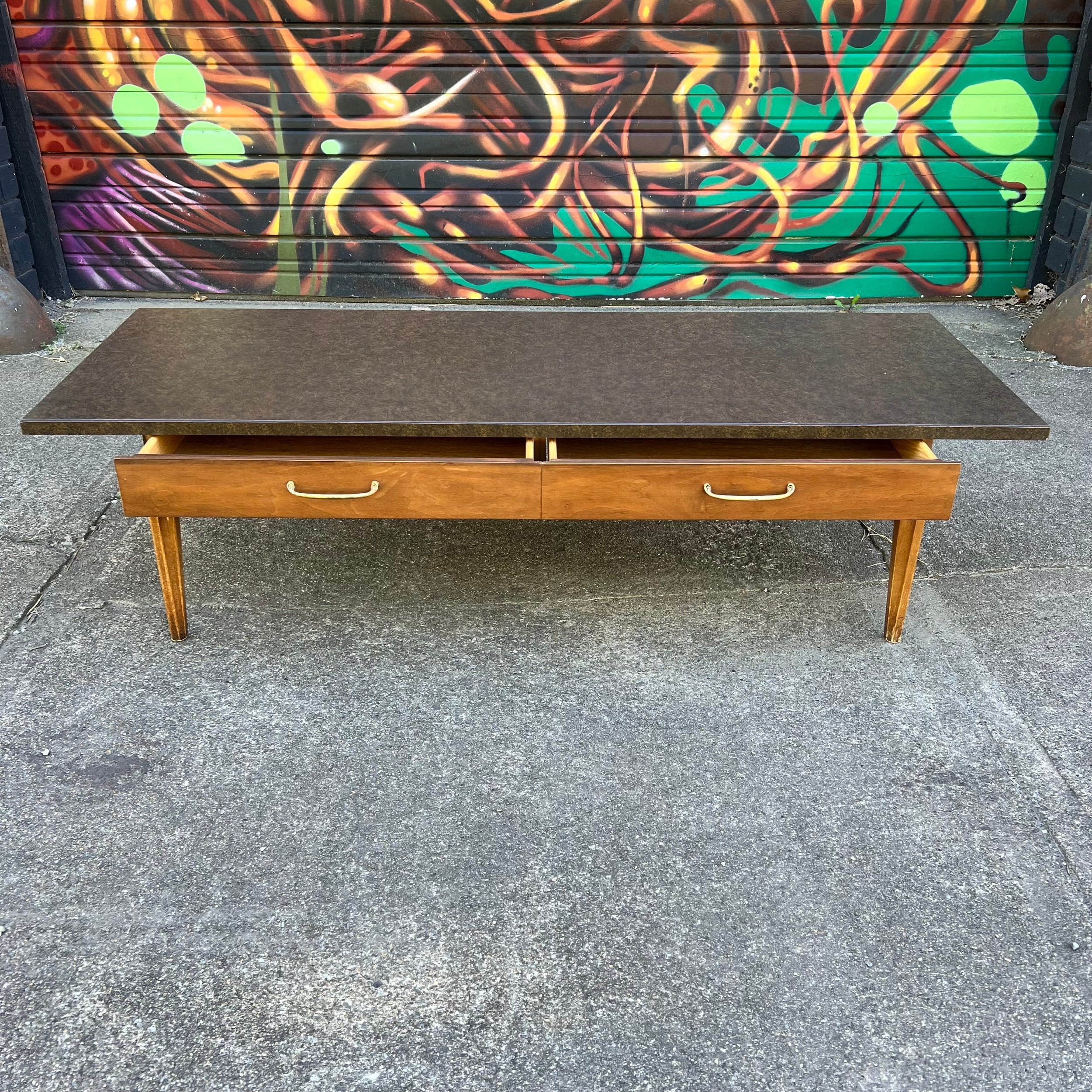 Mid Century Modern Walnut and Laminate Top Coffee Table