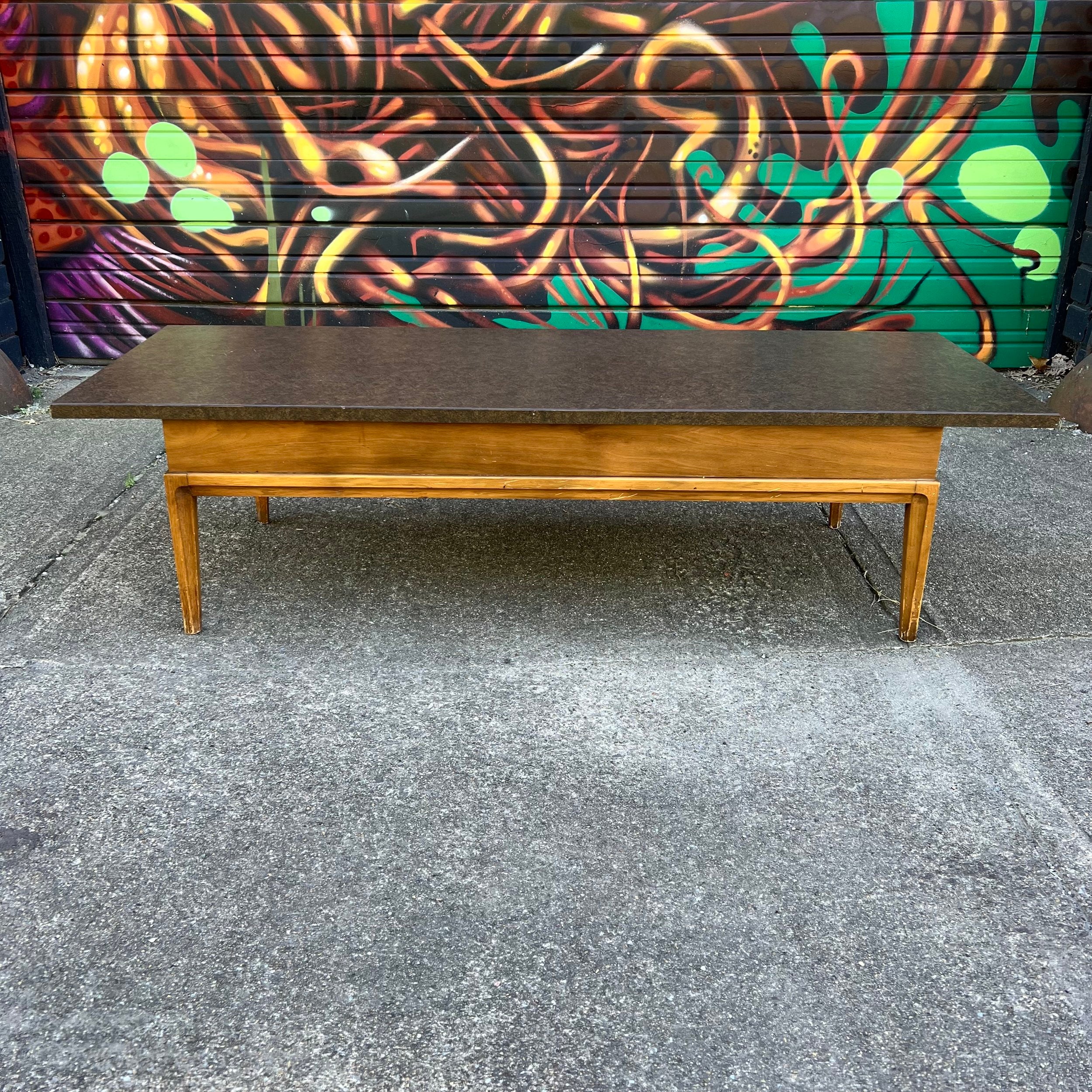 Mid Century Modern Walnut and Laminate Top Coffee Table