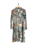 Vintage 1970s Green Medieval Printed Shirt Dress  Size Medium