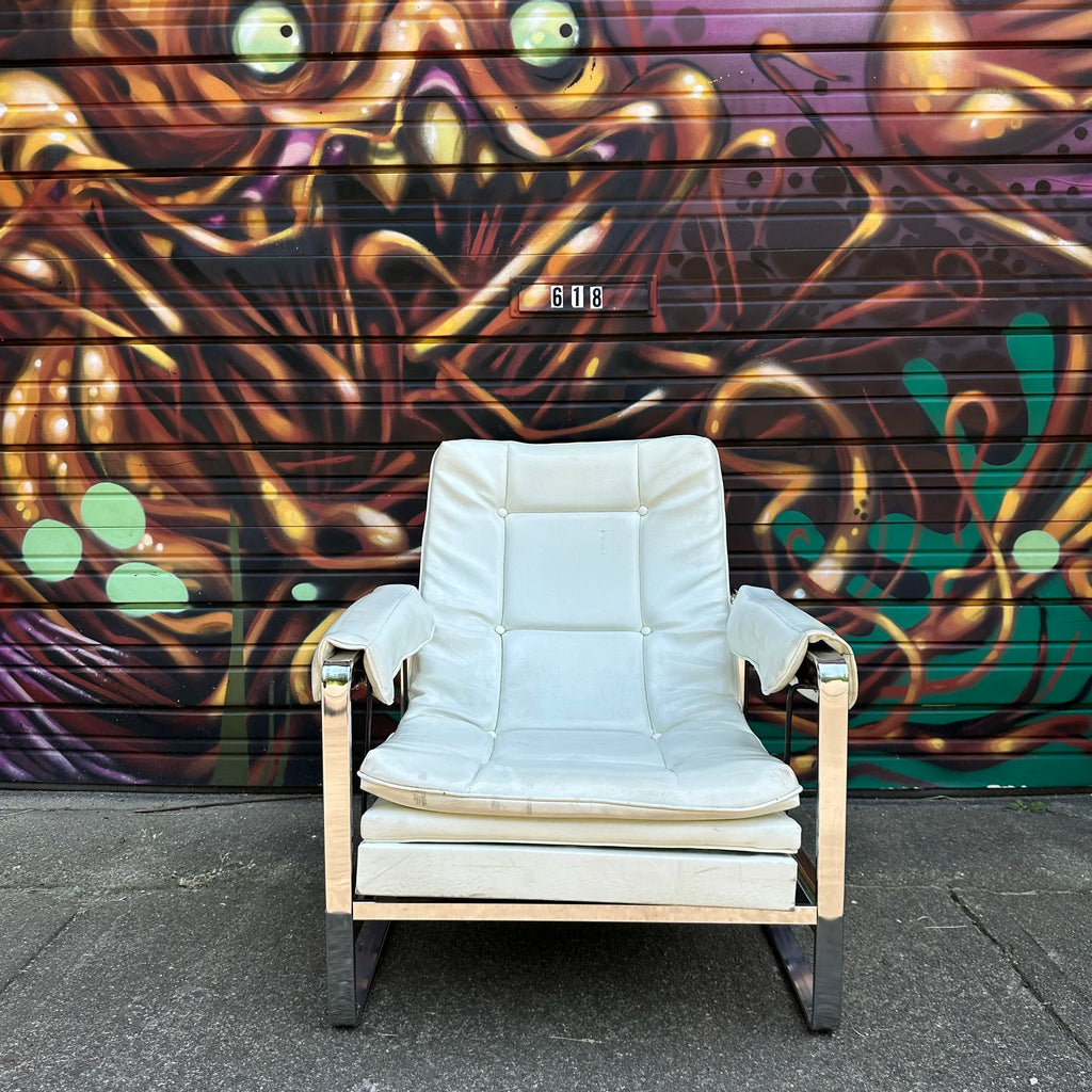 Milo Baughman Style Glider Chair Mid-Century Modern