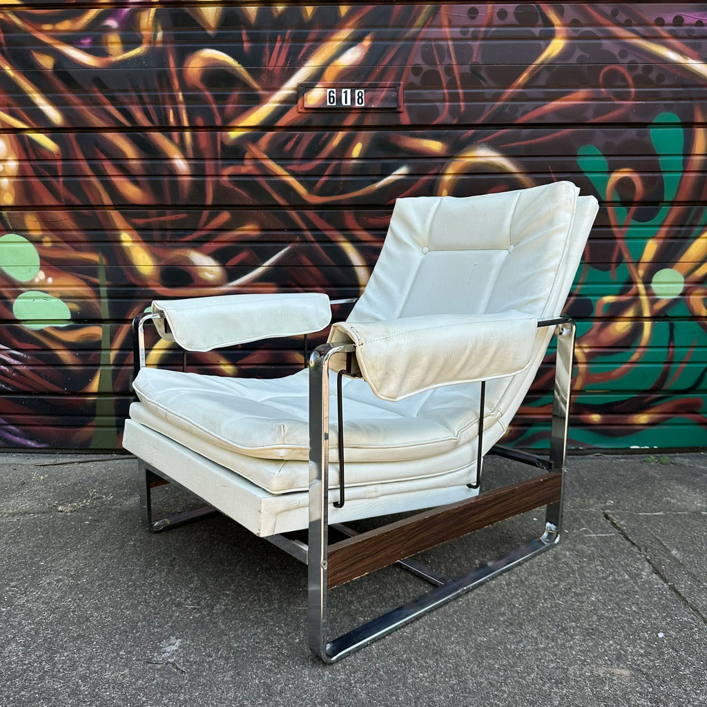 Milo Baughman Style Glider Chair Mid-Century Modern