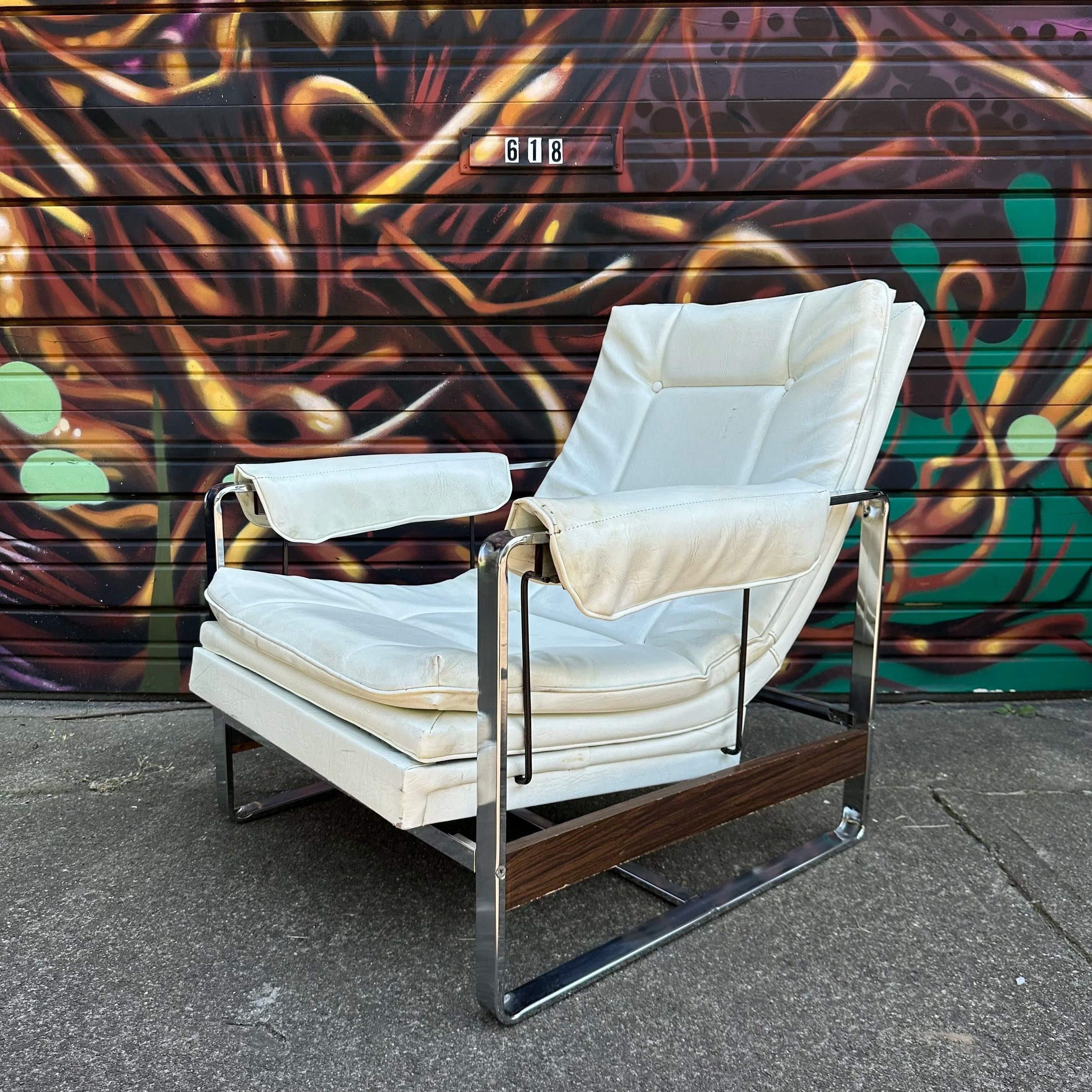 Milo Baughman Style Glider Chair Mid-Century Modern