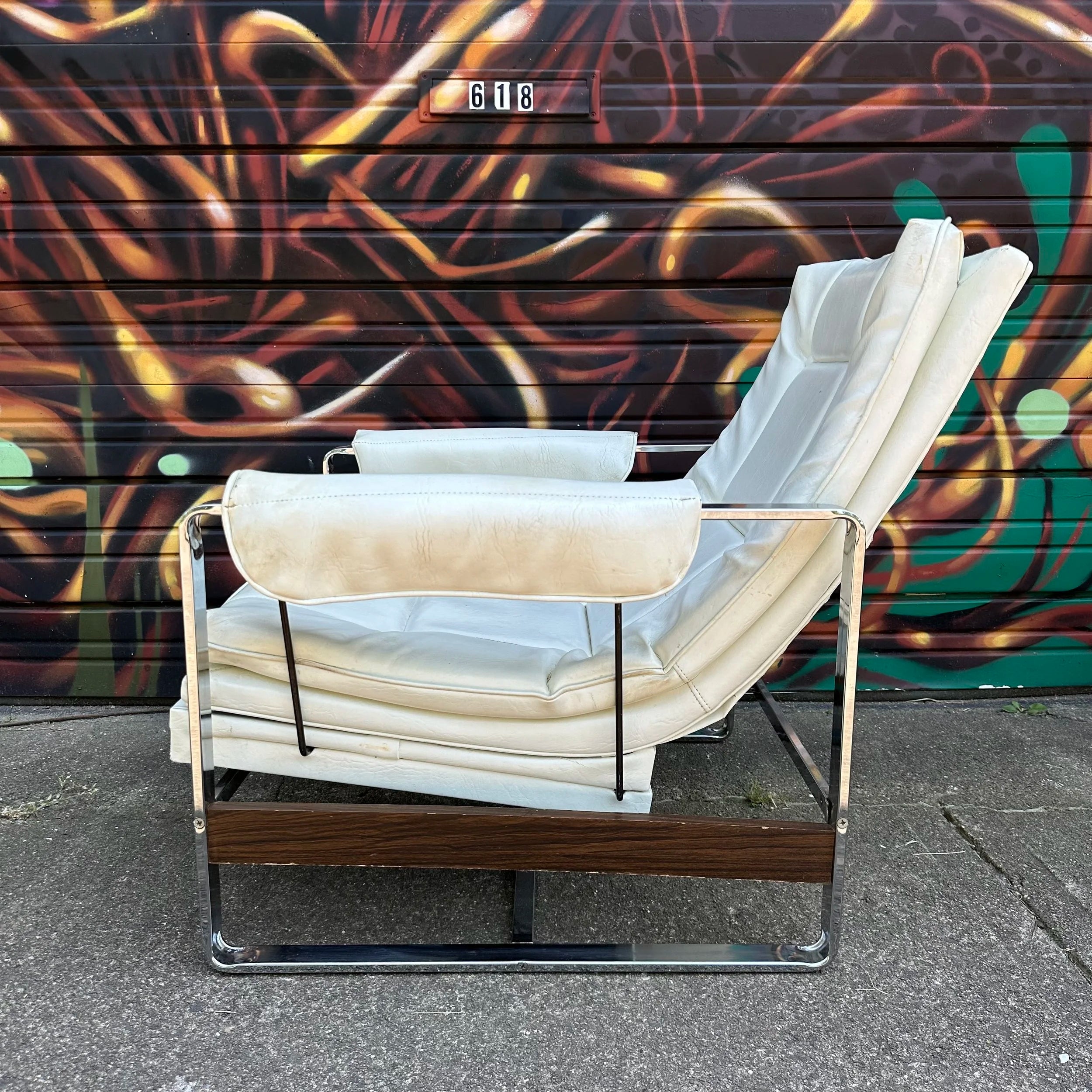 Milo Baughman Style Glider Chair Mid-Century Modern
