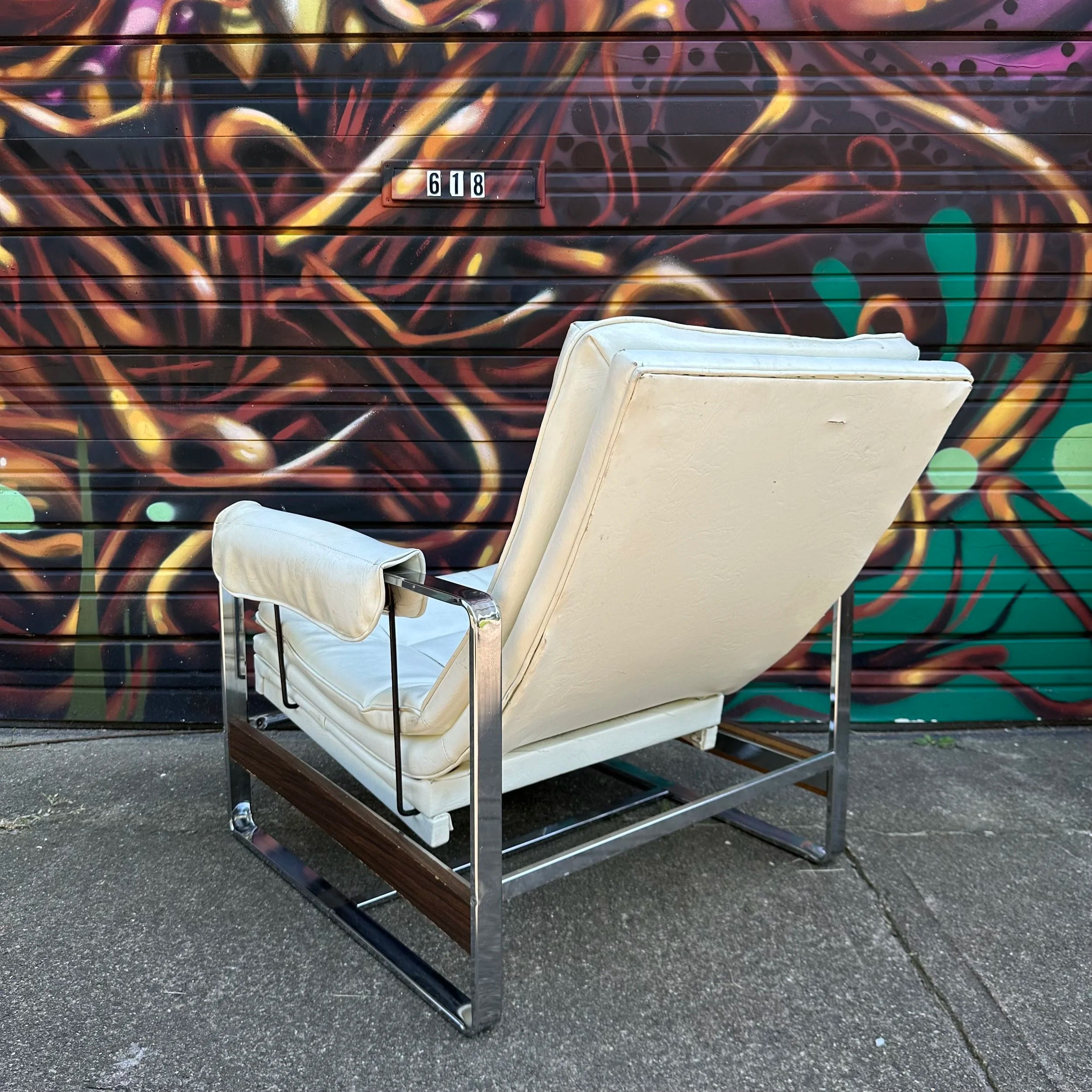Milo Baughman Style Glider Chair Mid-Century Modern