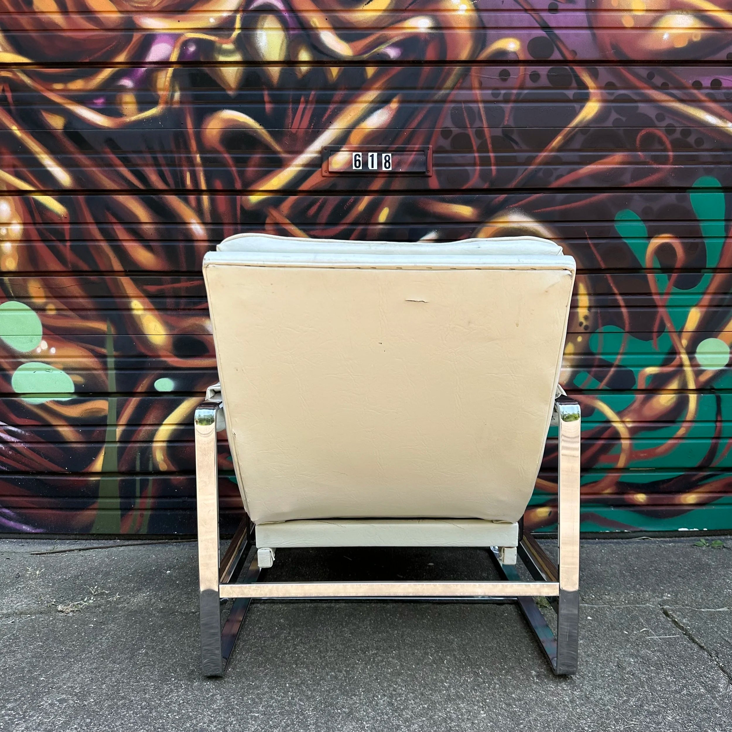 Milo Baughman Style Glider Chair Mid-Century Modern