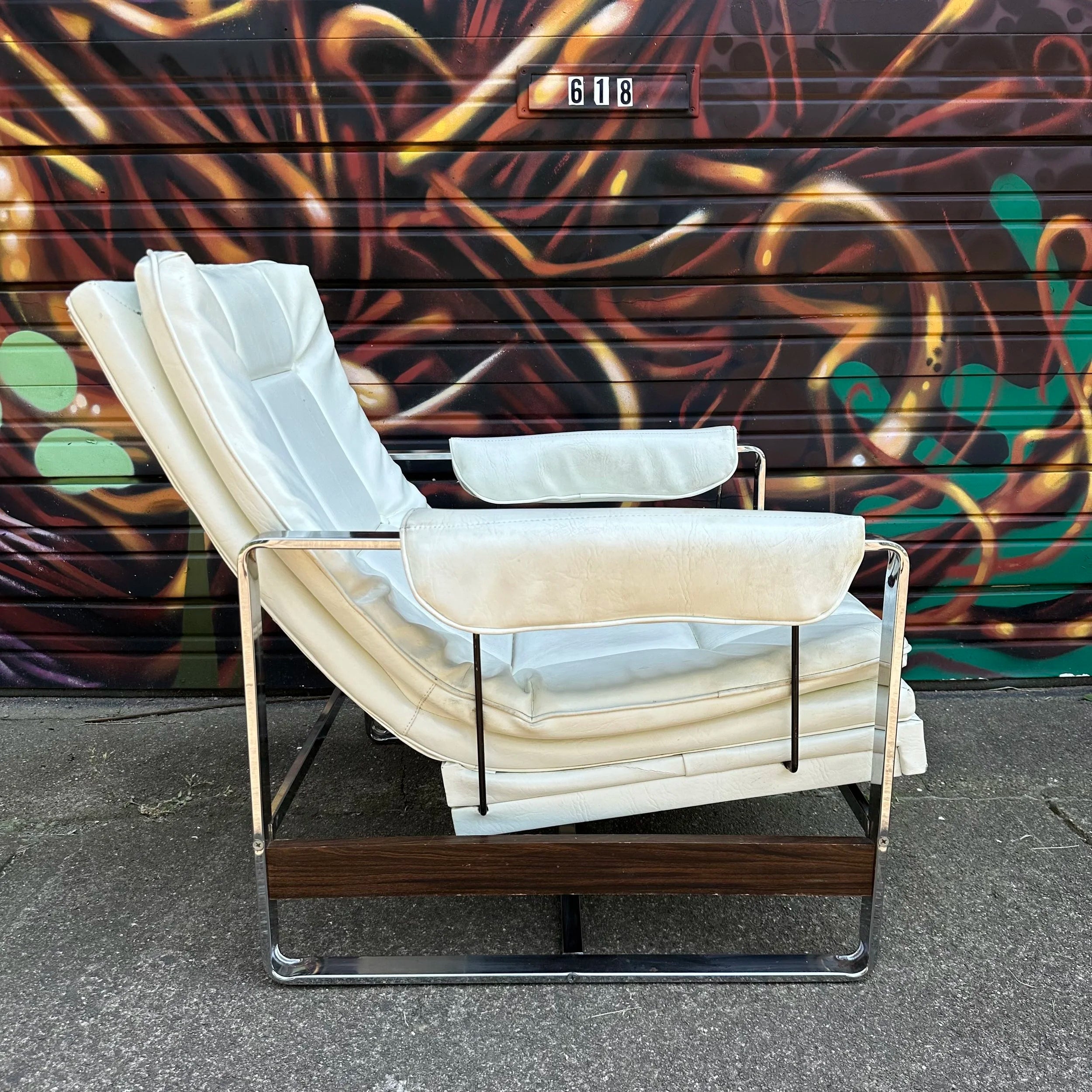 Milo Baughman Style Glider Chair Mid-Century Modern