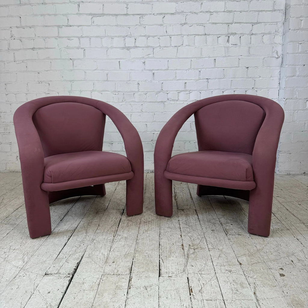 Pair of Pink Kagan Style Lounge 3 Leg Chairs by Carsons