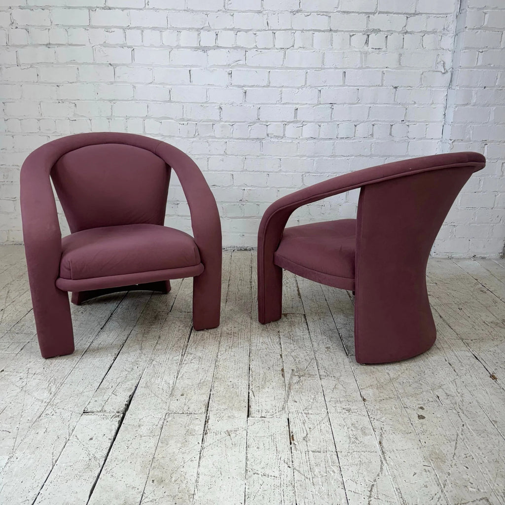 Pair of Pink Kagan Style Lounge 3 Leg Chairs by Carsons