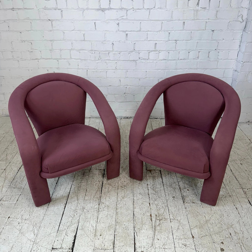 Pair of Pink Kagan Style Lounge 3 Leg Chairs by Carsons