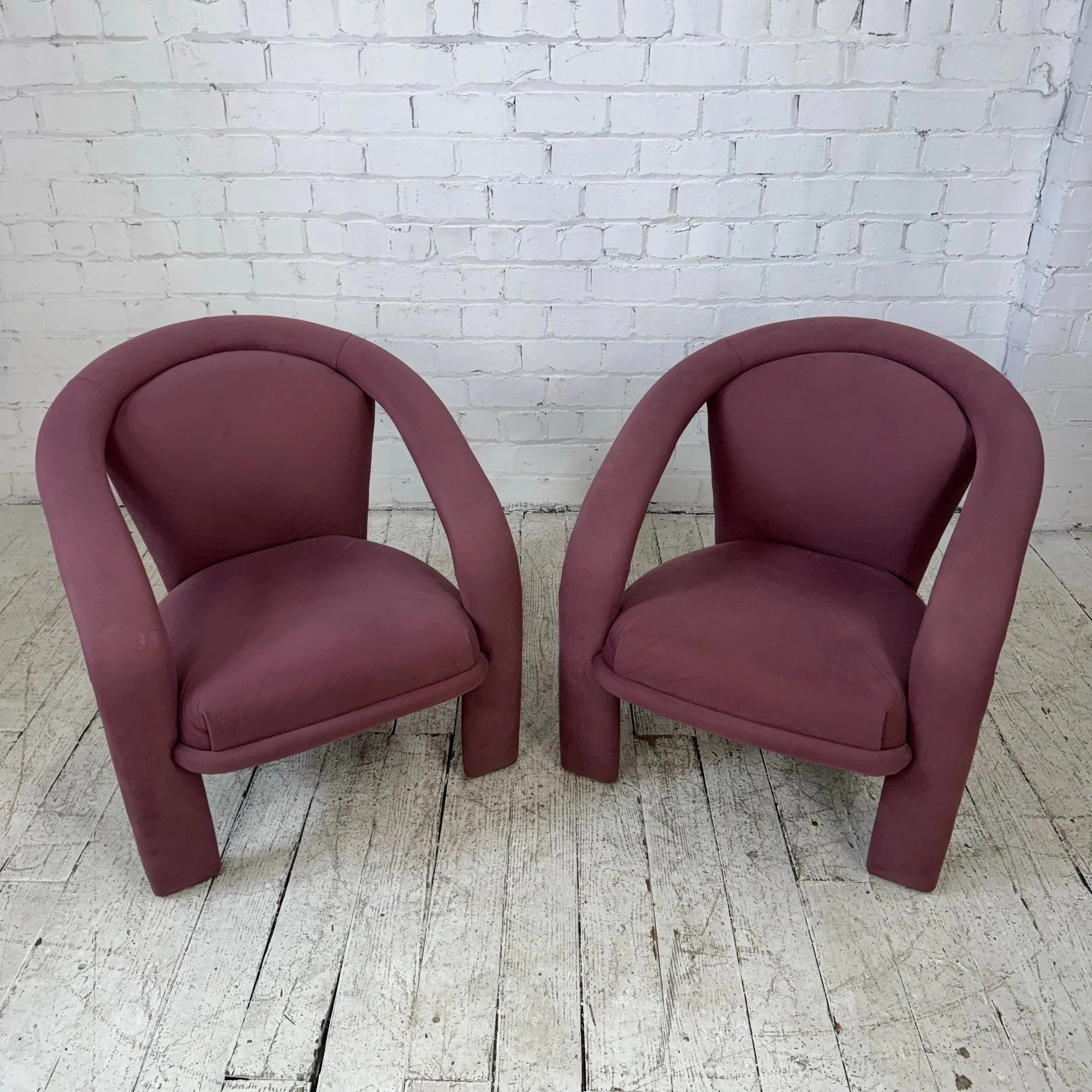 Pair of Pink Kagan Style Lounge 3 Leg Chairs by Carsons