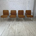 Set of 4 Tubular Chrome and Rattan Dining Chairs