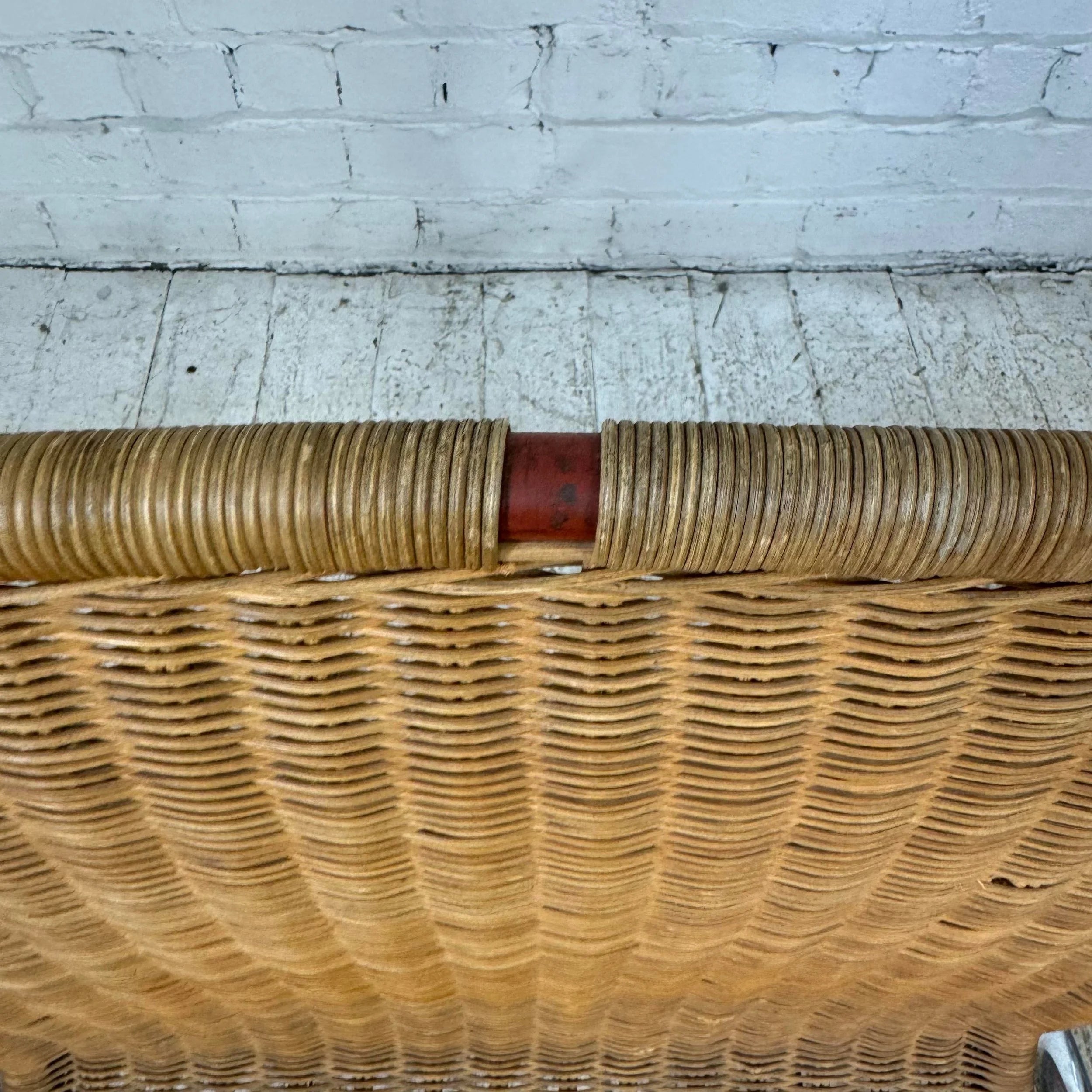 Set of 4 Tubular Chrome and Rattan Dining Chairs