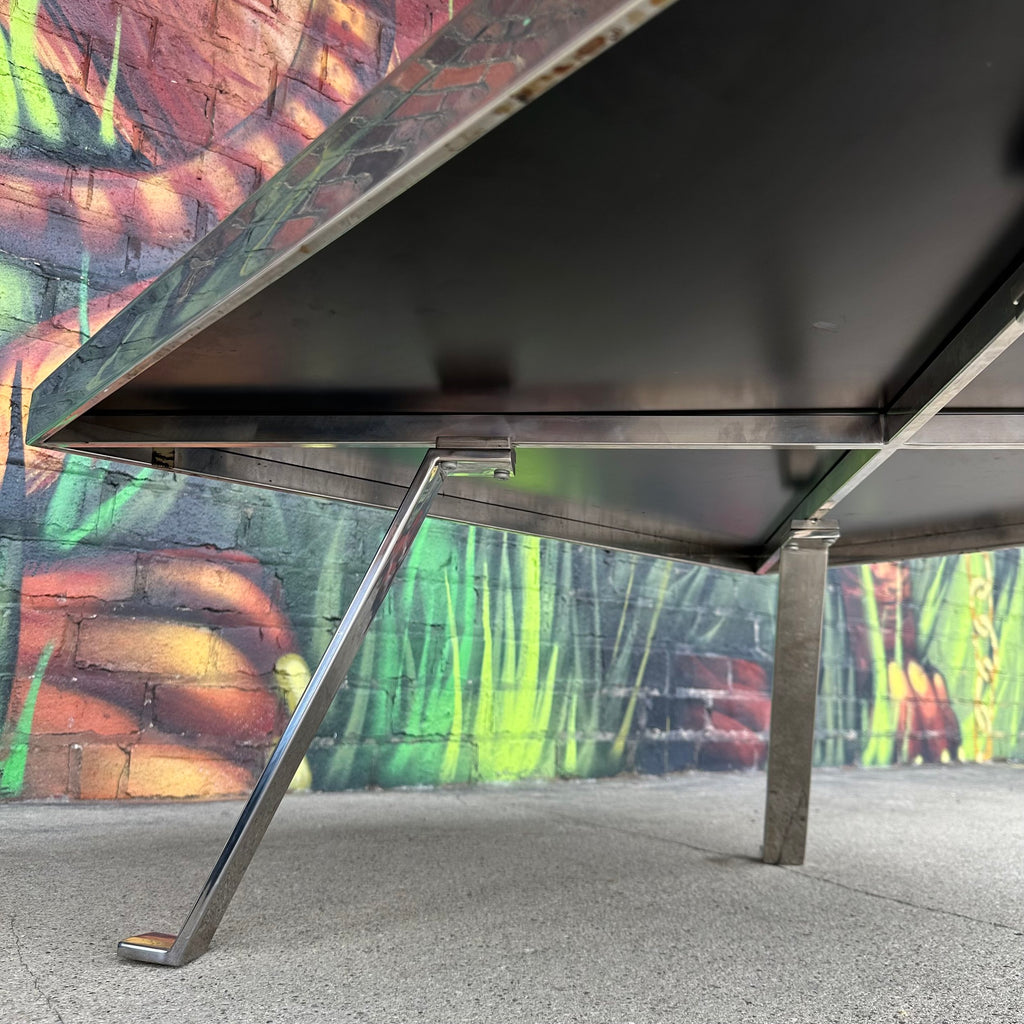 Italian Modernist Aluminum and Black Glass Coffee Table