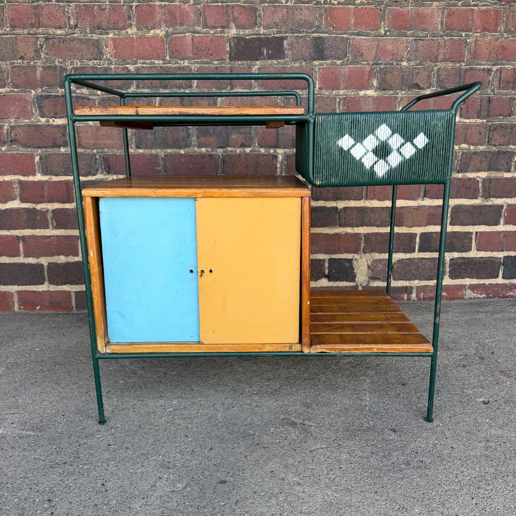 Arthur Umanoff Outdoor Iron Bar Cart Mid Century Modern