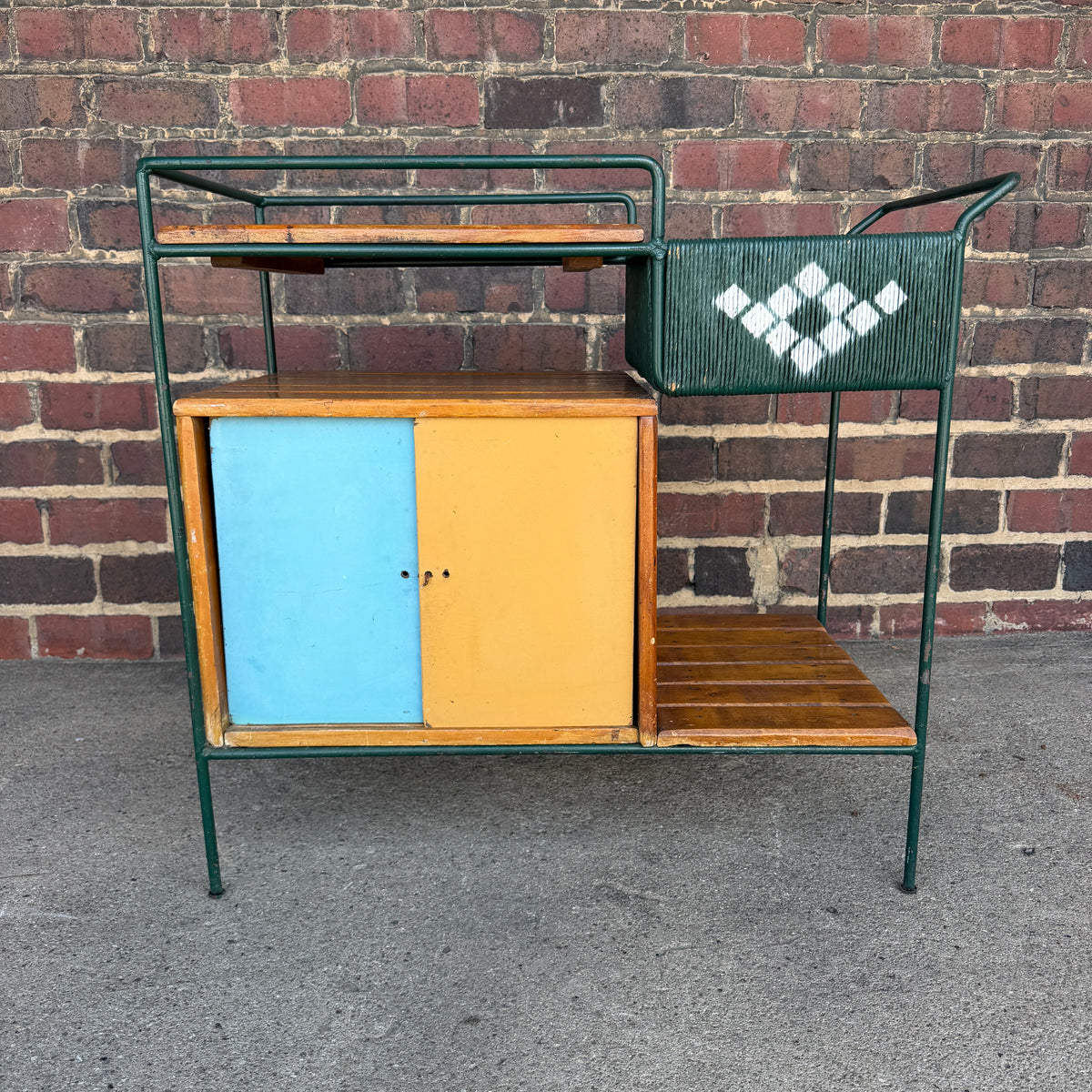 Arthur Umanoff Outdoor Iron Bar Cart Mid Century Modern