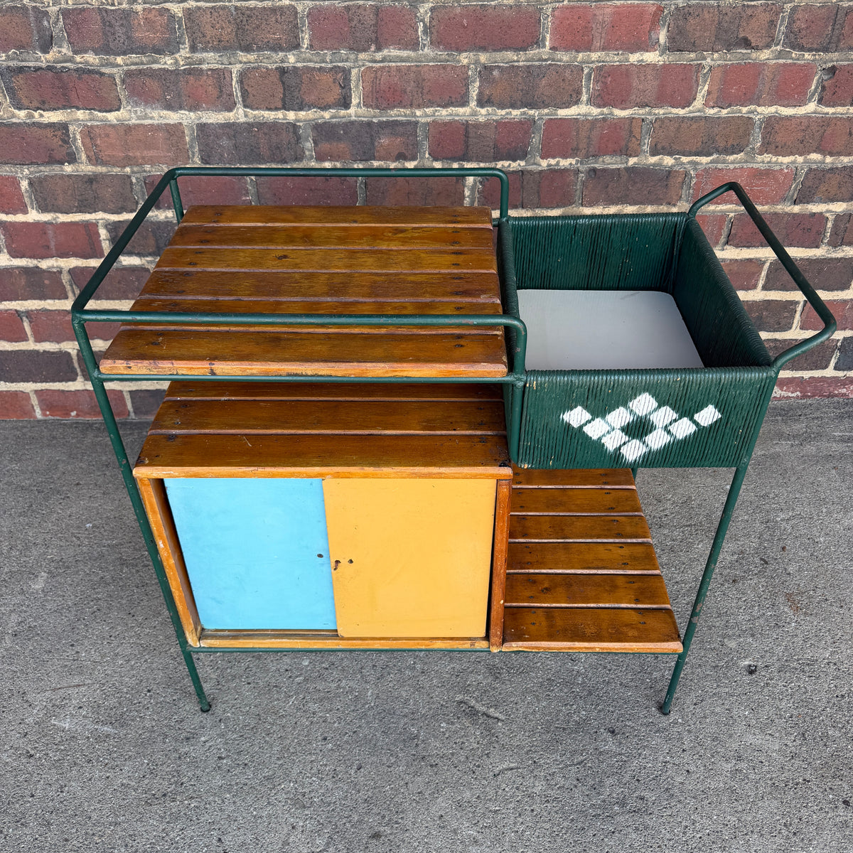 Arthur Umanoff Outdoor Iron Bar Cart Mid Century Modern