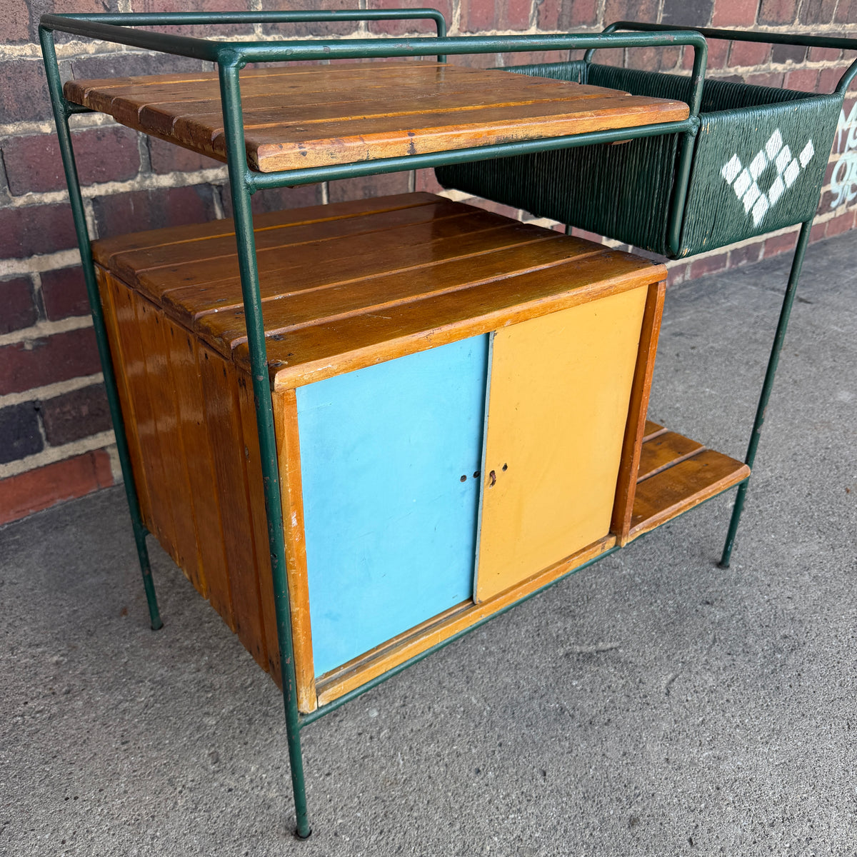 Arthur Umanoff Outdoor Iron Bar Cart Mid Century Modern