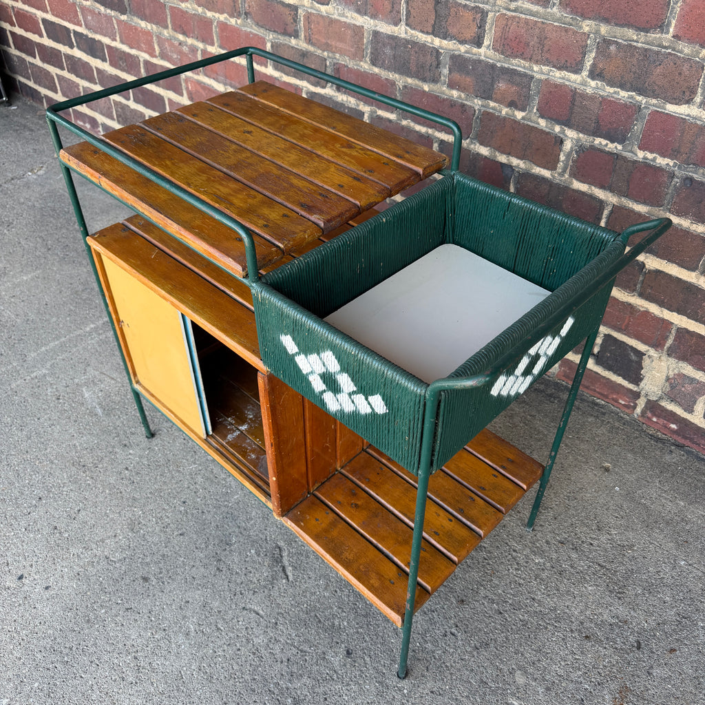 Arthur Umanoff Outdoor Iron Bar Cart Mid Century Modern