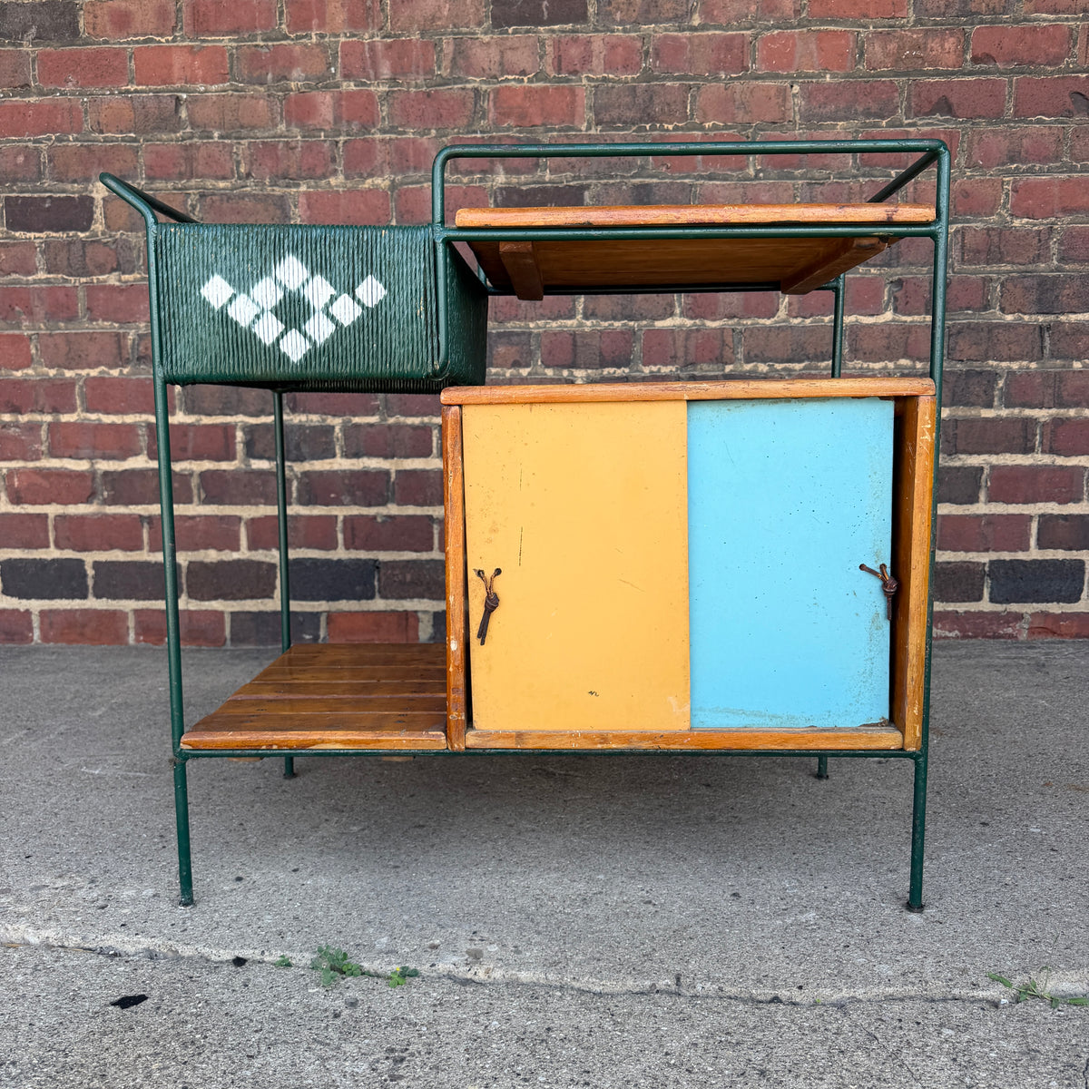 Arthur Umanoff Outdoor Iron Bar Cart Mid Century Modern