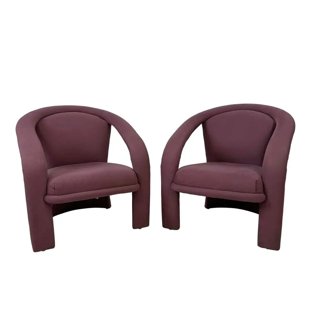 Pair of Pink Kagan Style Lounge 3 Leg Chairs by Carsons