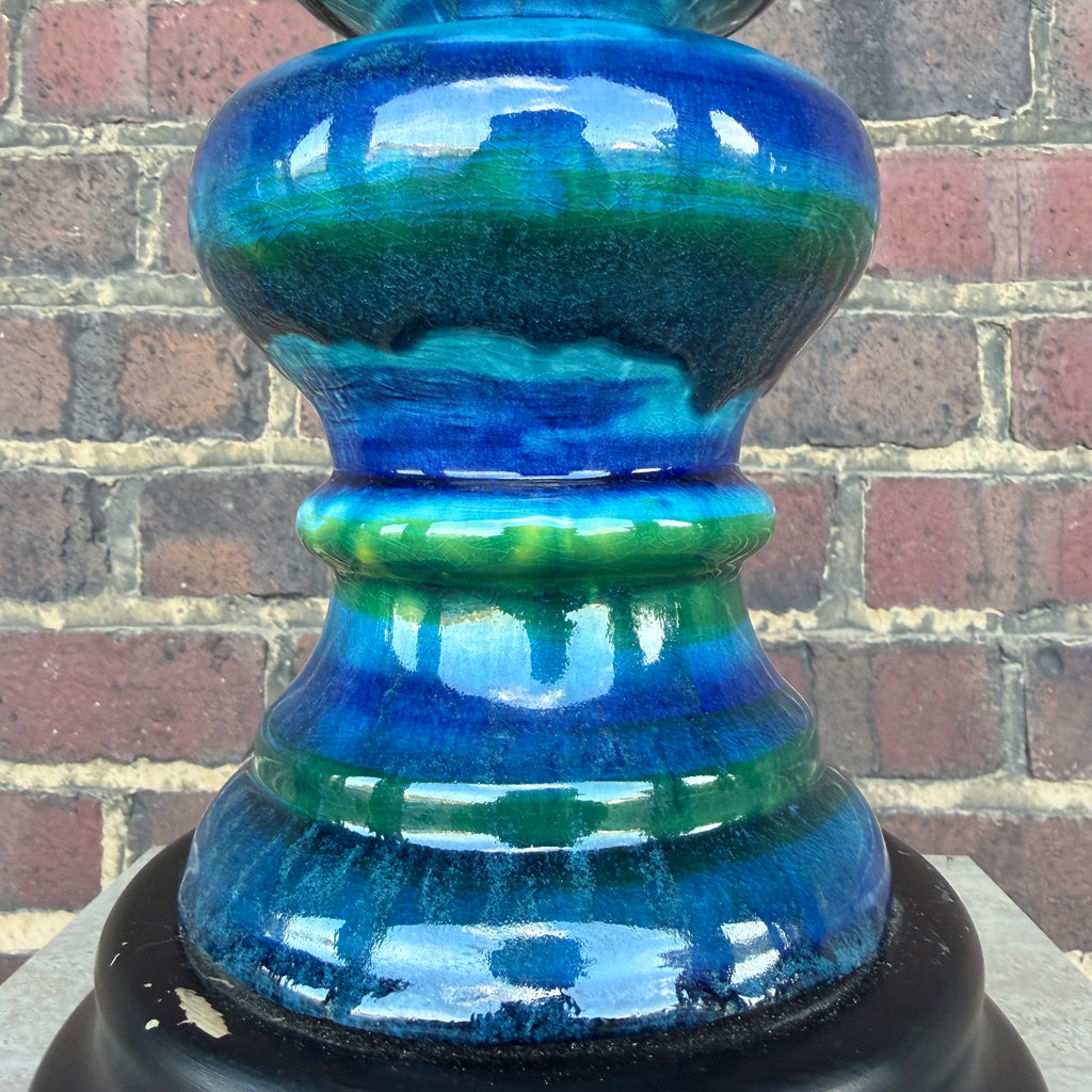 Mid Century Modern Blue and Green Ceramic Table Lamp