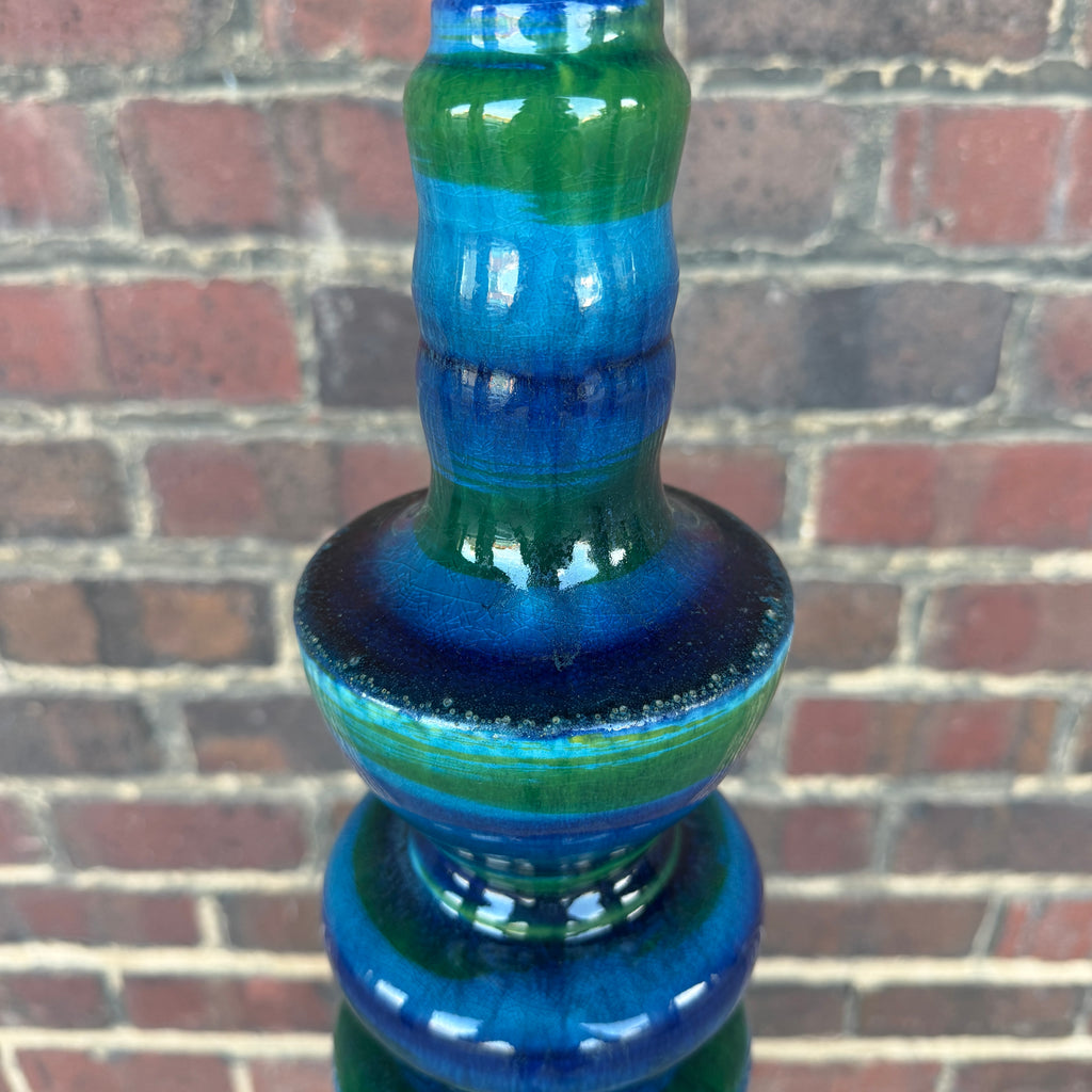 Mid Century Modern Blue and Green Ceramic Table Lamp