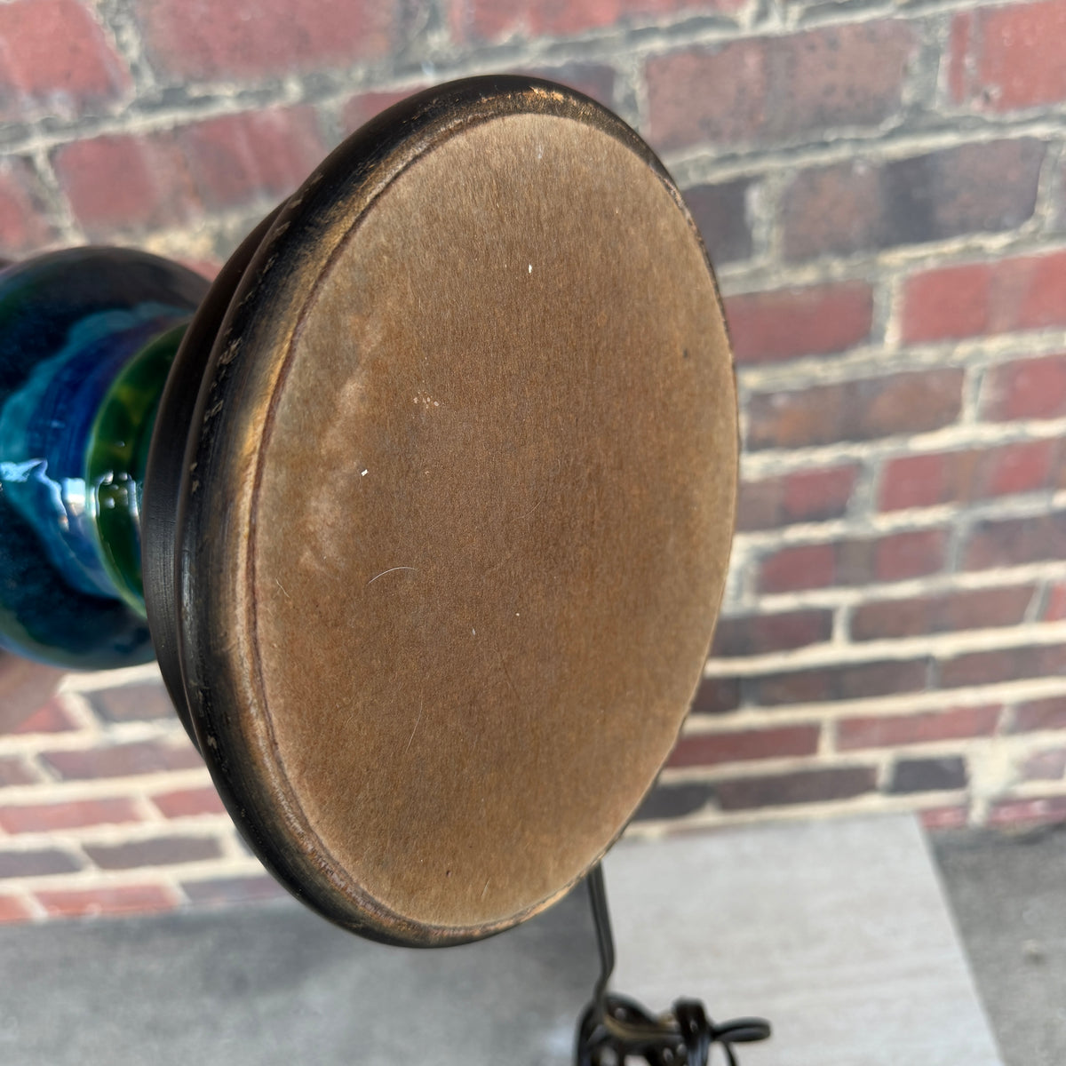 Mid Century Modern Blue and Green Ceramic Table Lamp
