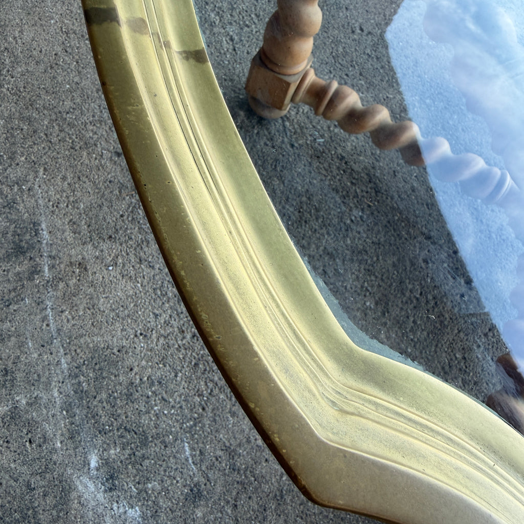 Baker Furniture Brass Glass and Oak Barley Twist Regency Coffee Table