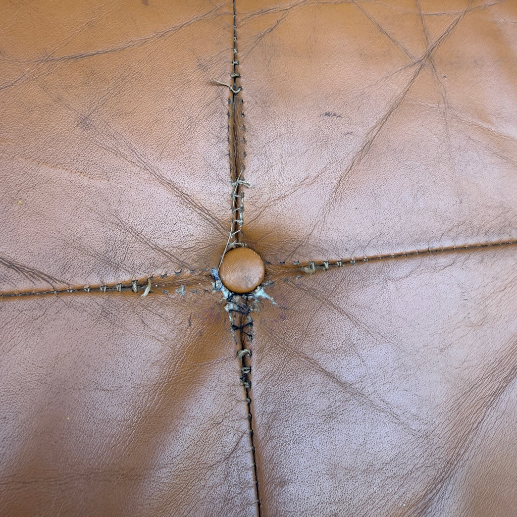 Tan Leather Mid Century Barcelona Style Lounge Chair
