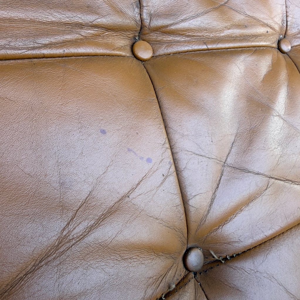 Tan Leather Mid Century Barcelona Style Lounge Chair