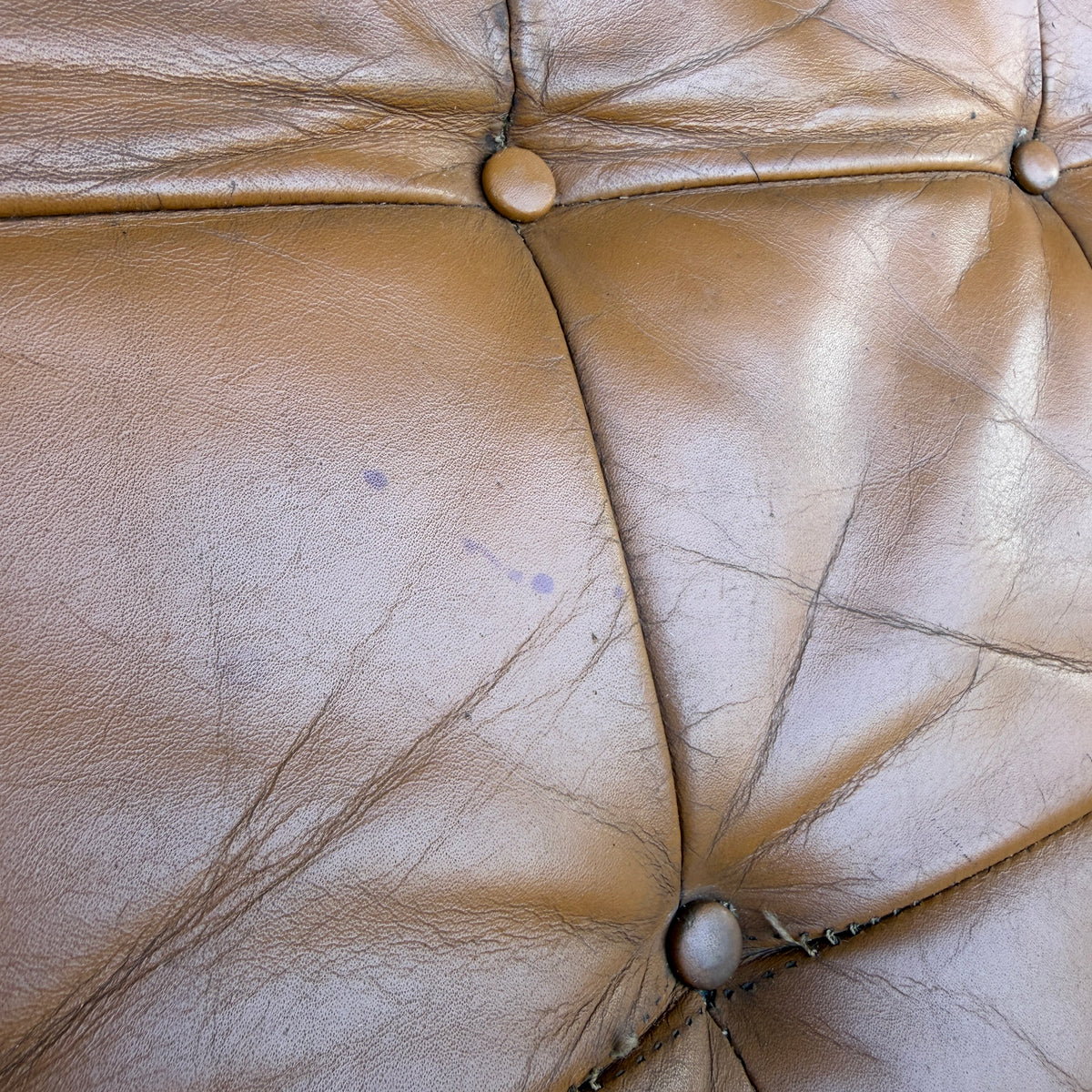 Tan Leather Mid Century Barcelona Style Lounge Chair