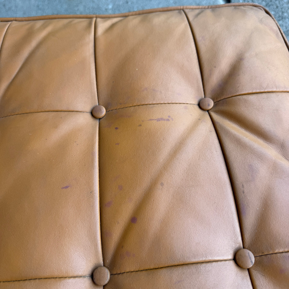 Tan Leather Mid Century Barcelona Style Lounge Chair