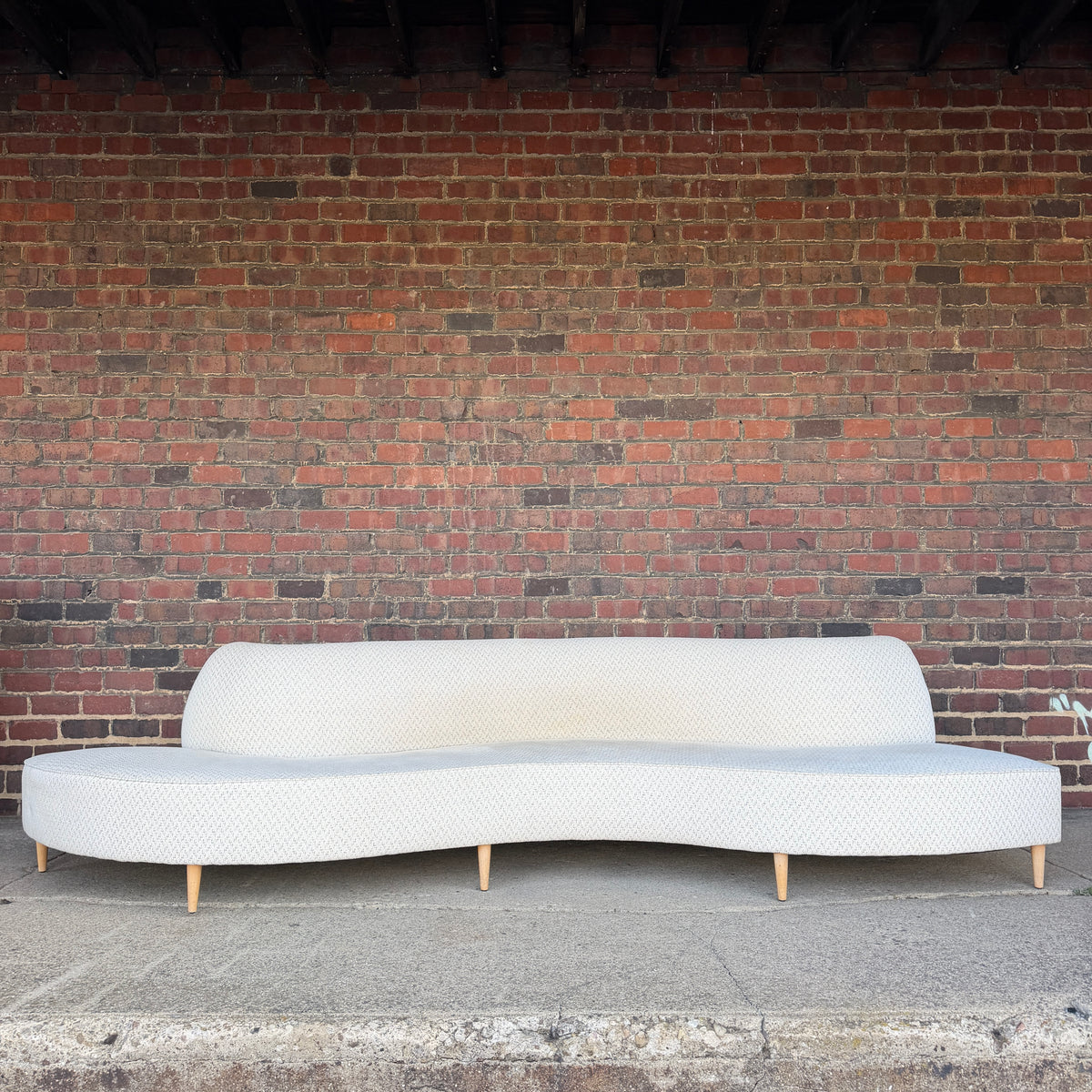 Custom Curved Mid Century Sofa