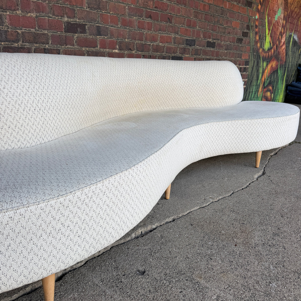 Custom Curved Mid Century Sofa