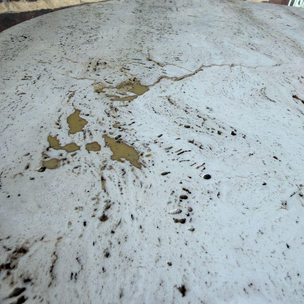 Harvey Probber Travertine and Walnut Circular Side Table