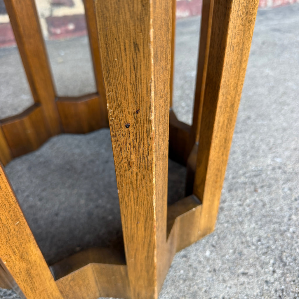 Harvey Probber Travertine and Walnut Circular Side Table