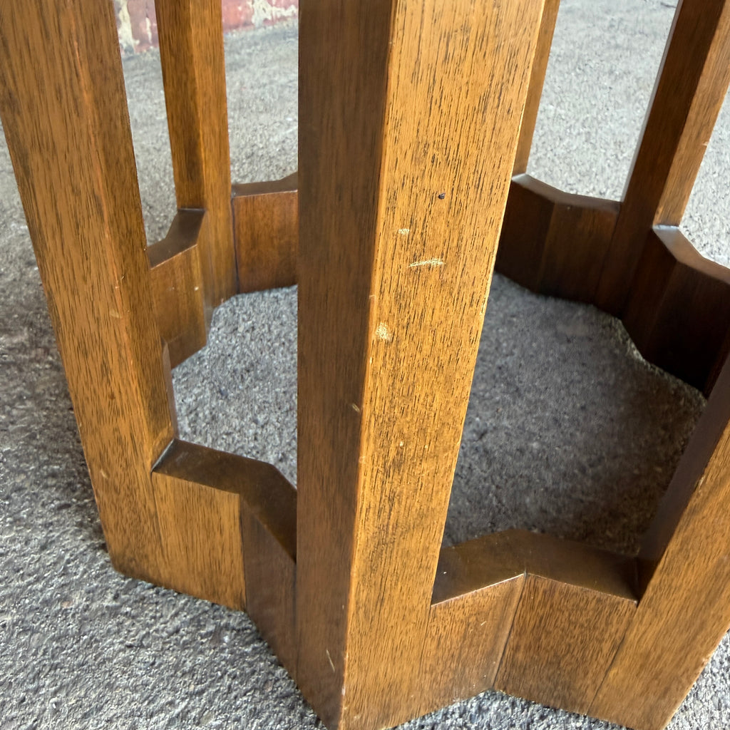 Harvey Probber Travertine and Walnut Circular Side Table