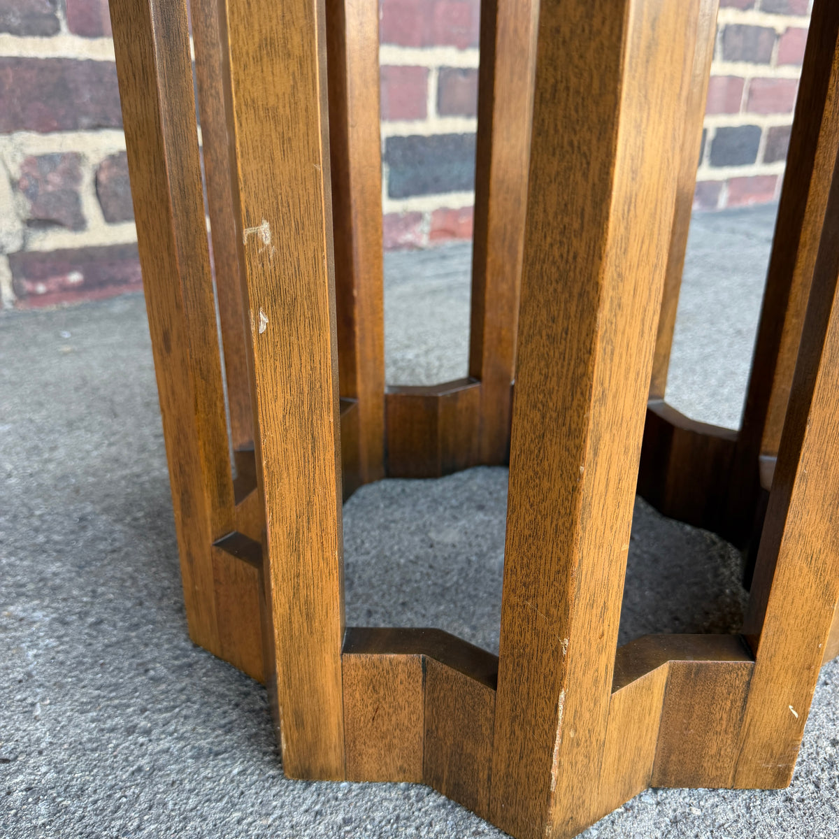 Harvey Probber Travertine and Walnut Circular Side Table