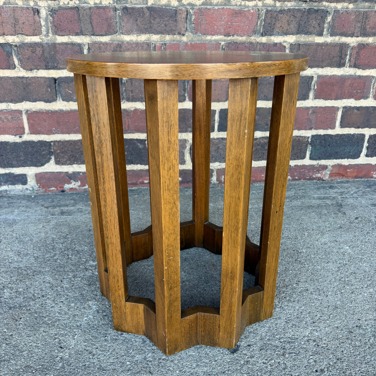Harvey Probber Travertine and Walnut Circular Side Table