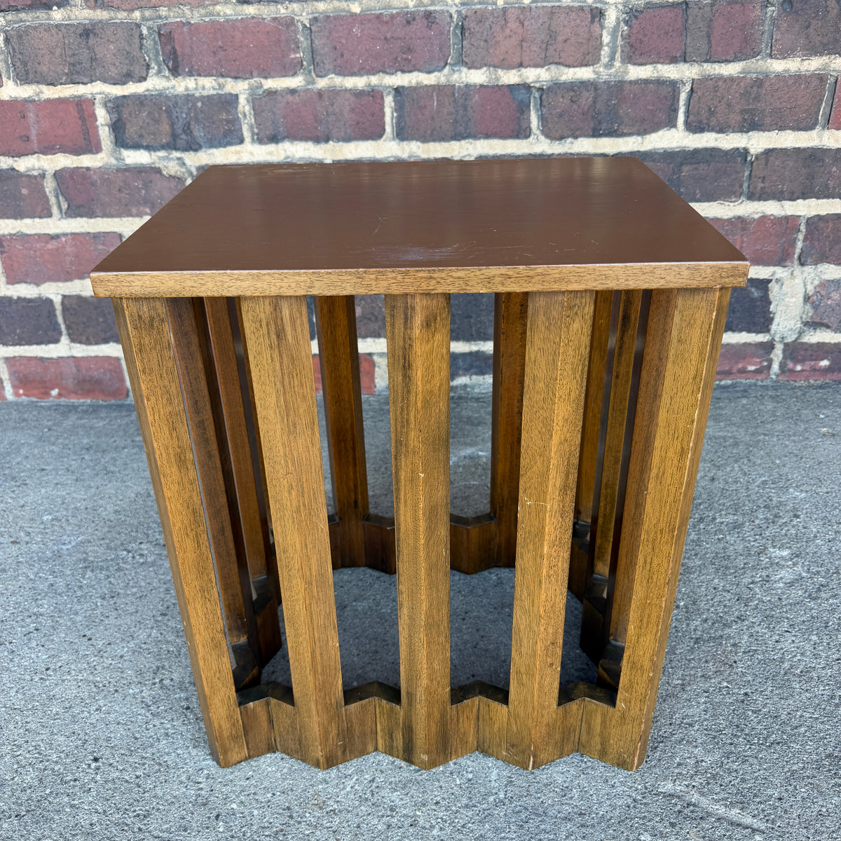 Harvey Probber Travertine and Mahogany Rectangular Side Table