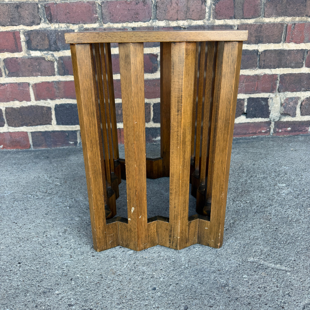 Harvey Probber Travertine and Mahogany Rectangular Side Table