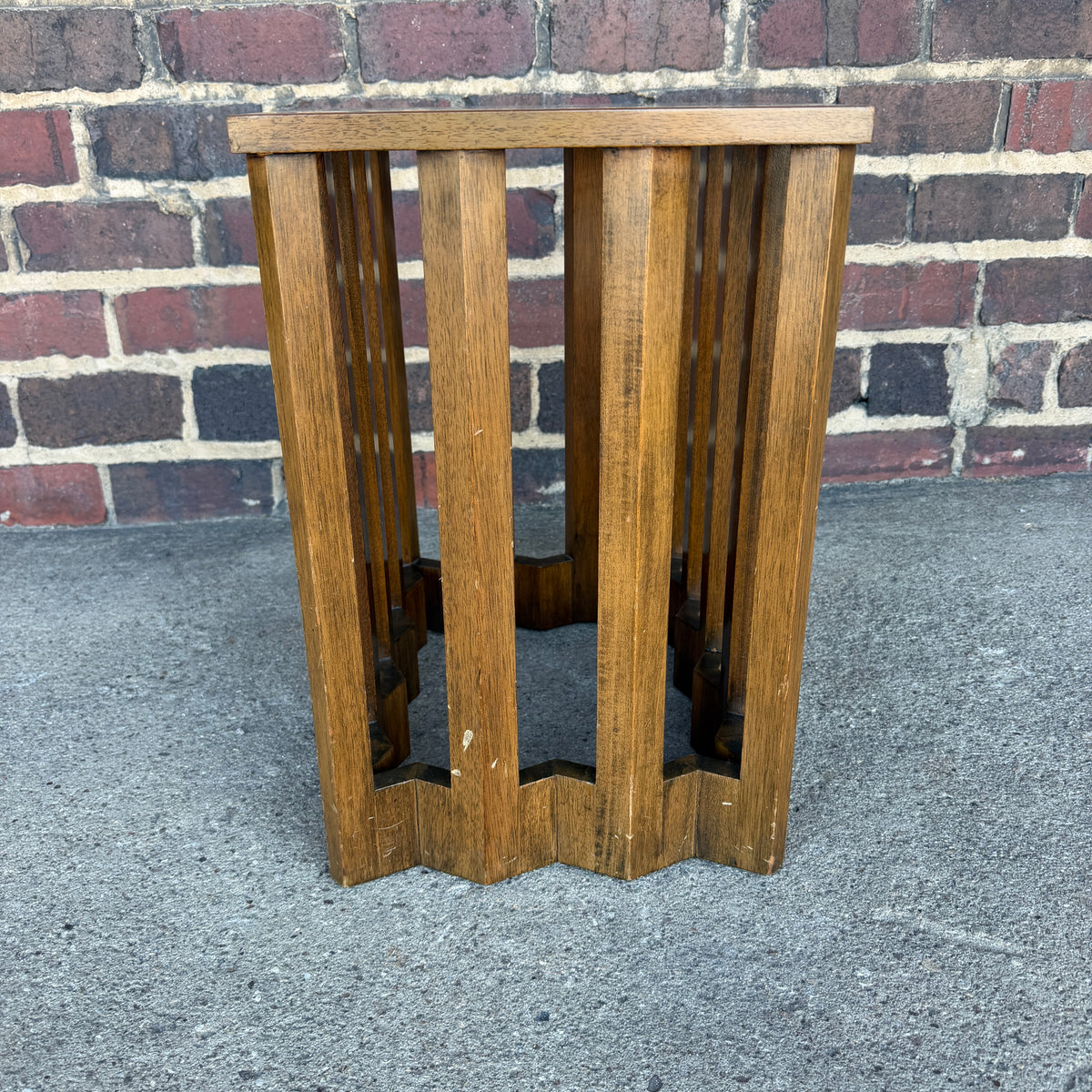 Harvey Probber Travertine and Mahogany Rectangular Side Table