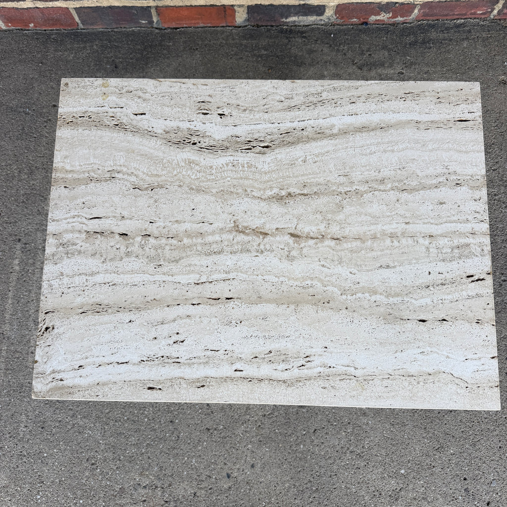Harvey Probber Travertine and Mahogany Rectangular Side Table