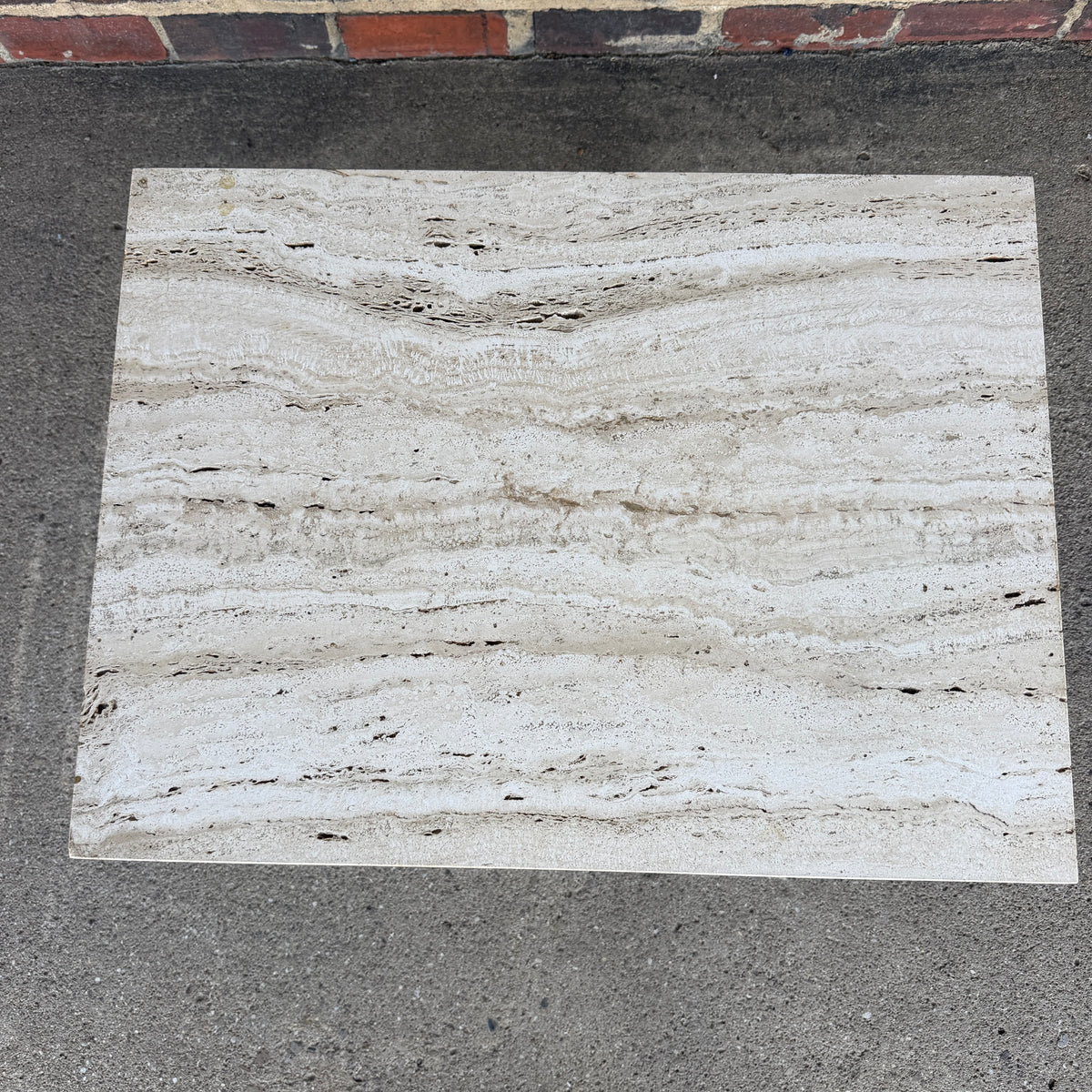 Harvey Probber Travertine and Mahogany Rectangular Side Table