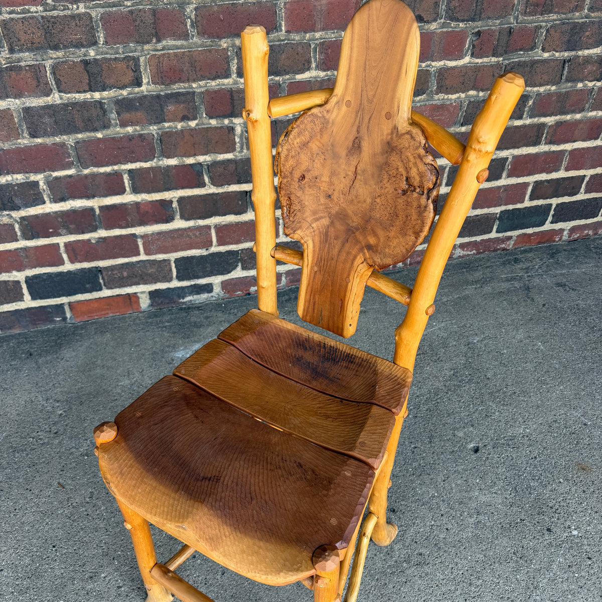 Set of 4 Adirondack Rustics Studio Handmade Live Edge Barstools Multi Wood