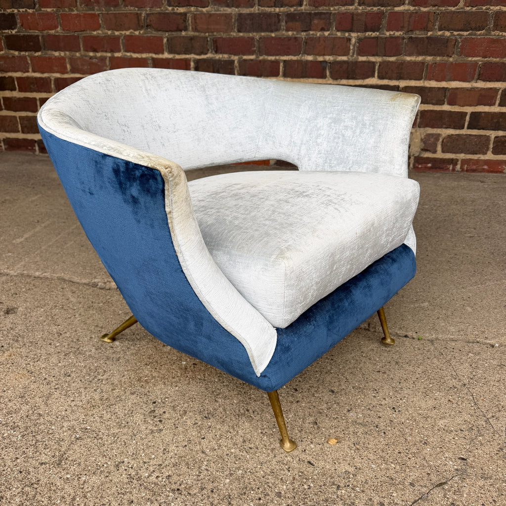 Nello Lenzi Italian Mid Century Chair and Ottoman