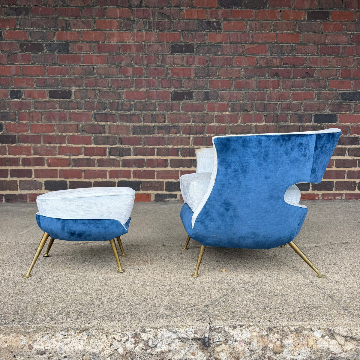 Nello Lenzi Italian Mid Century Chair and Ottoman